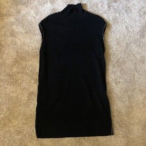INC International Concepts Black Sleeveless Sweater Dress Zipper Detail Sz Large